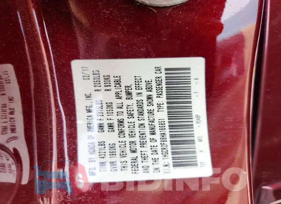 1HGCR2F86HA166851 Photo# 13