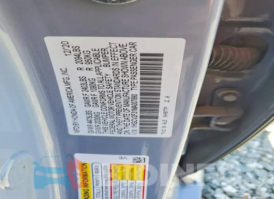 1HGCV2F31MA007990 Photo# 12