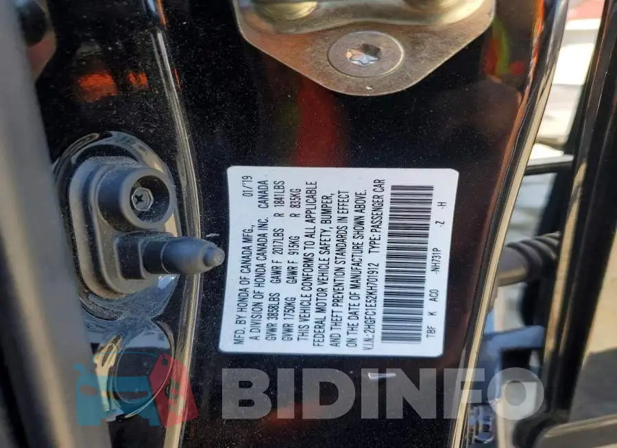 2HGFC1E52KH701912 Photo# 12
