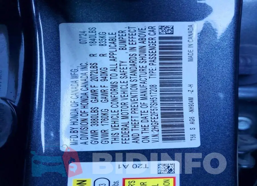 2HGFE2F57SH517208 Photo# 12