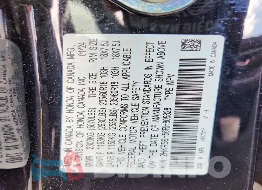 2HKRS6H56RH805828 Photo# 13