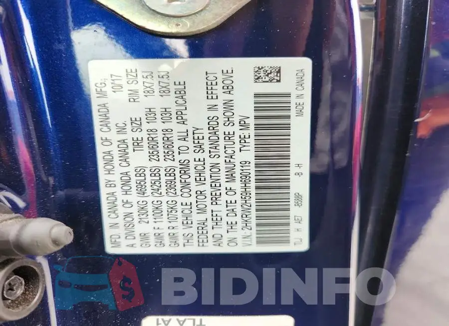 2HKRW2H59HH690119 Photo# 12