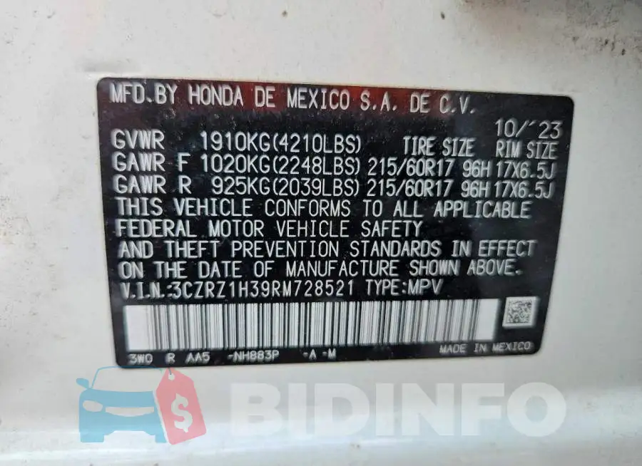 3CZRZ1H39RM728521 Photo# 14