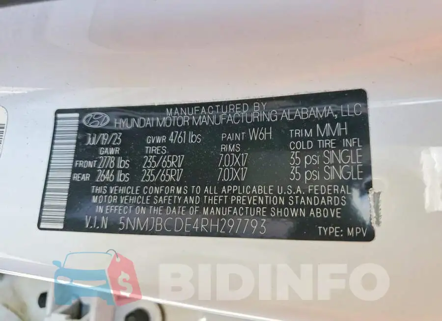 5NMJBCDE4RH297793 Photo# 13