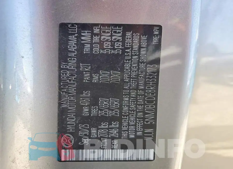 5NMJBCDE8RH332173 Photo# 12