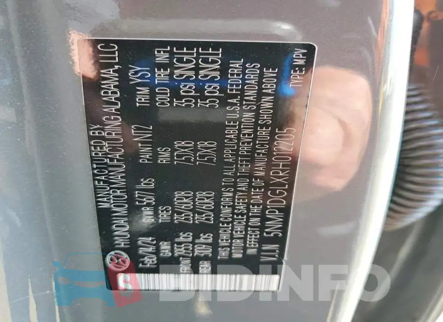 5NMP1DGLXRH012205 Photo# 13