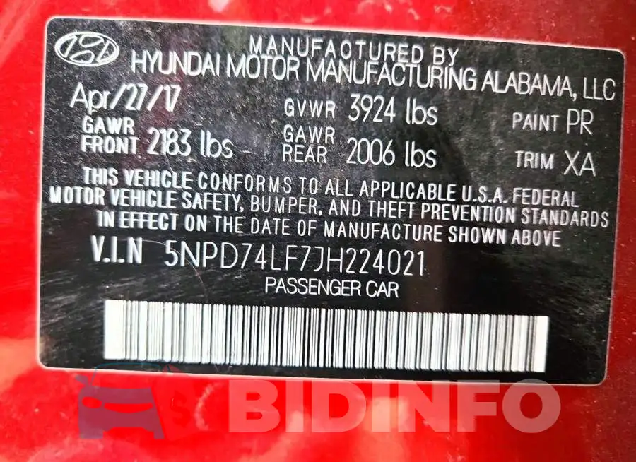 5NPD74LF7JH224021 Photo# 13