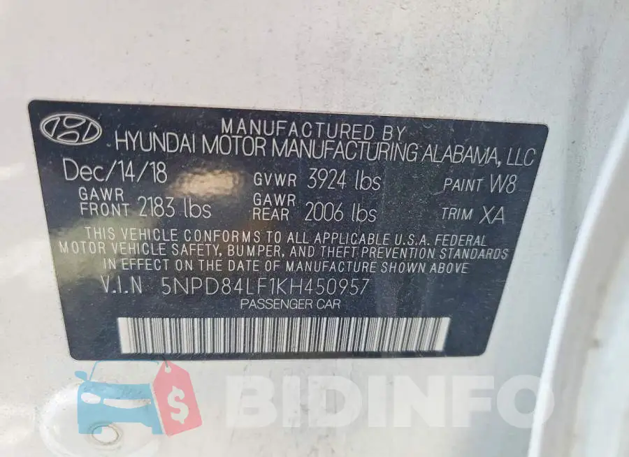 5NPD84LF1KH450957 Photo# 12