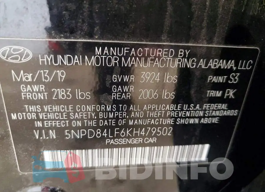 5NPD84LF6KH479502 Photo# 12