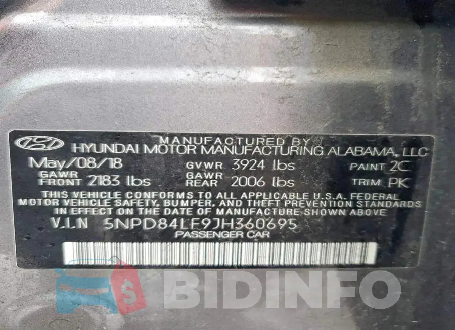 5NPD84LF9JH360695 Photo# 13