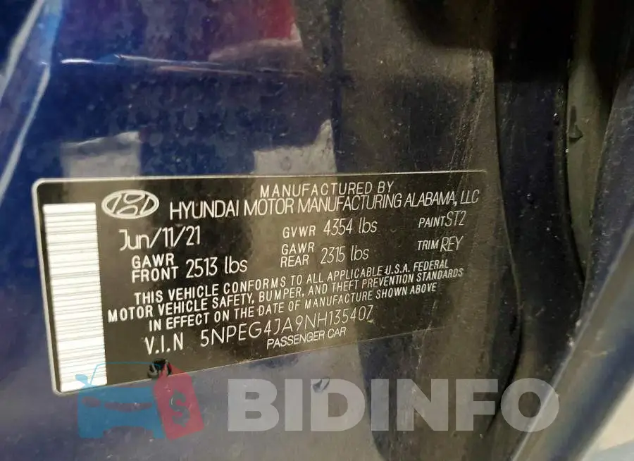 5NPEG4JA9NH135407 Photo# 12