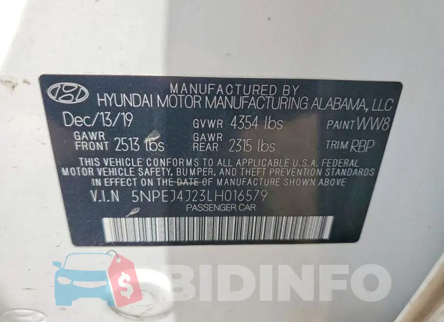 5NPEJ4J23LH016579 Photo# 12