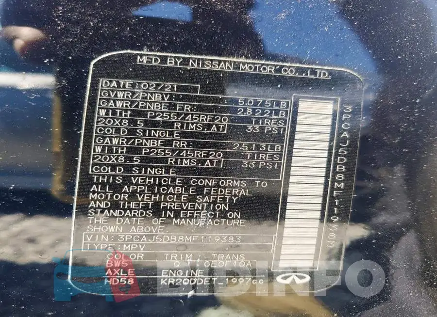 3PCAJ5DB8MF119383 Photo# 14