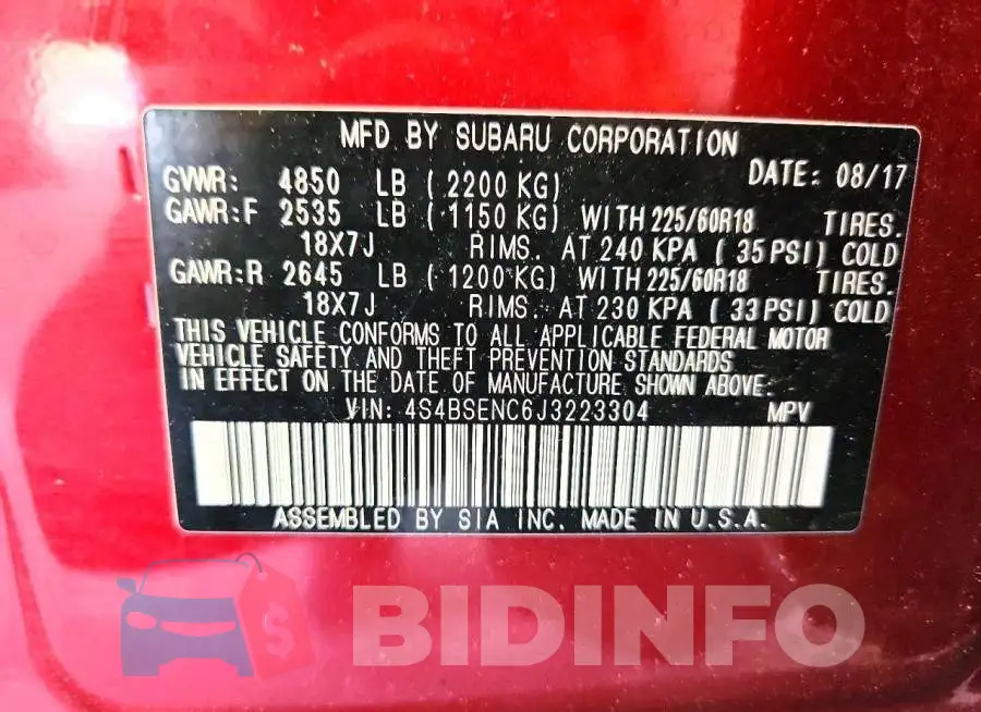4S4BSENC6J3223304 Photo# 13