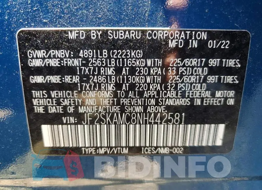 JF2SKAMC8NH442581 Photo# 12