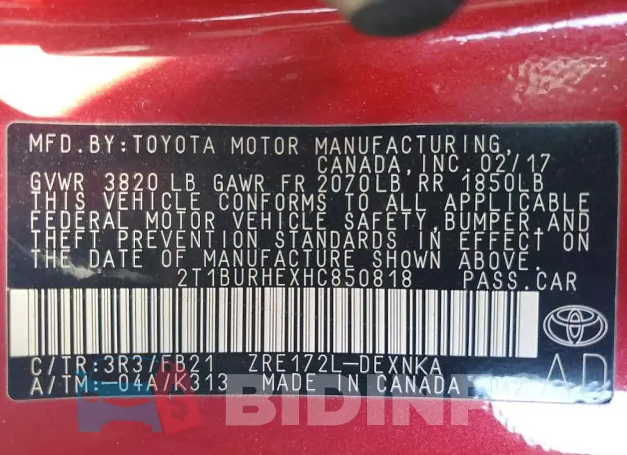 2T1BURHEXHC850818 Photo# 13