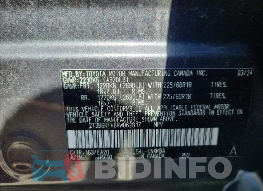 2T3B6RFV6RW062817 Photo# 14