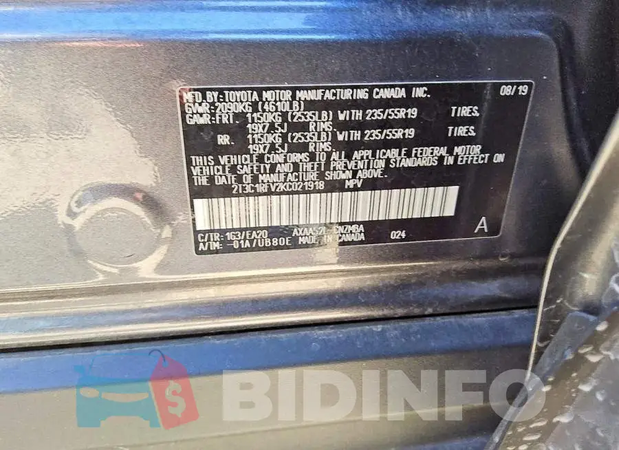 2T3C1RFV2KC021918 Photo# 13