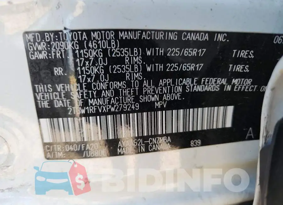 2T3W1RFVXPW279249 Photo# 13