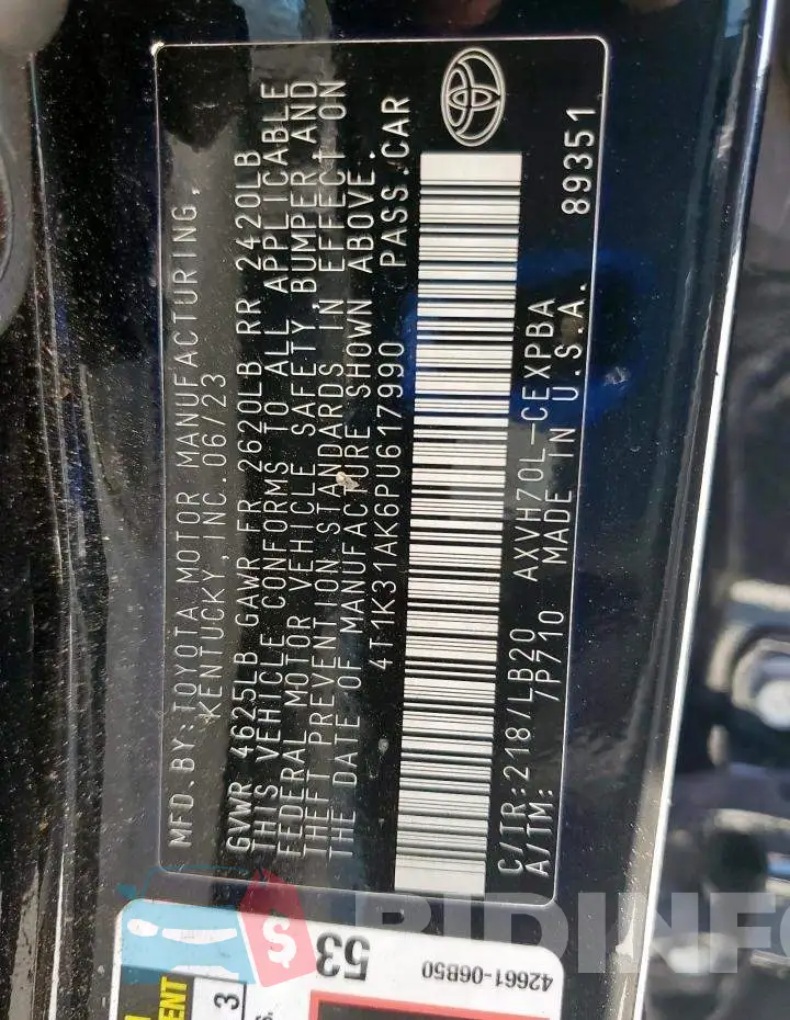 4T1K31AK6PU617990 Photo# 12