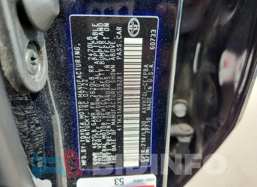 4T1K31AKXNU599281 Photo# 13