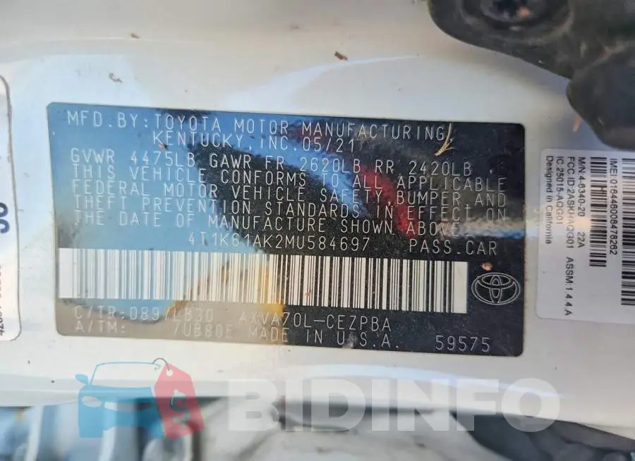 4T1K61AK2MU584697 Photo# 13