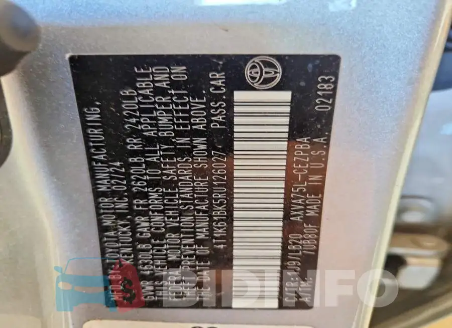 4T1K61BK5RU126027 Photo# 12