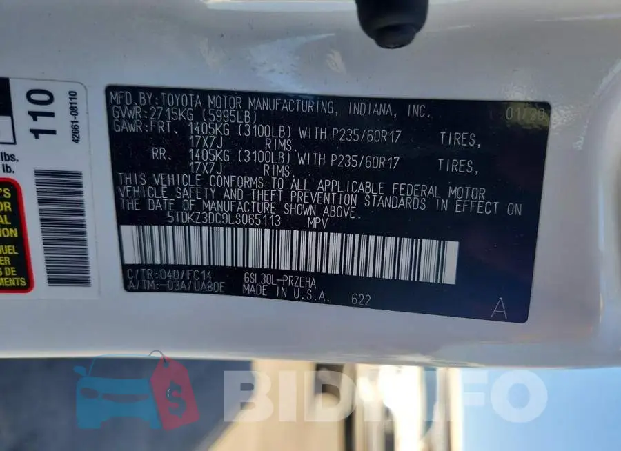5TDKZ3DC9LS065113 Photo# 14
