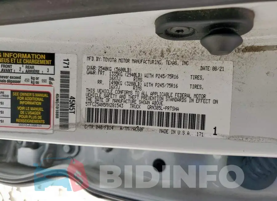 5TFCZ5AN5MX281543 Photo# 12