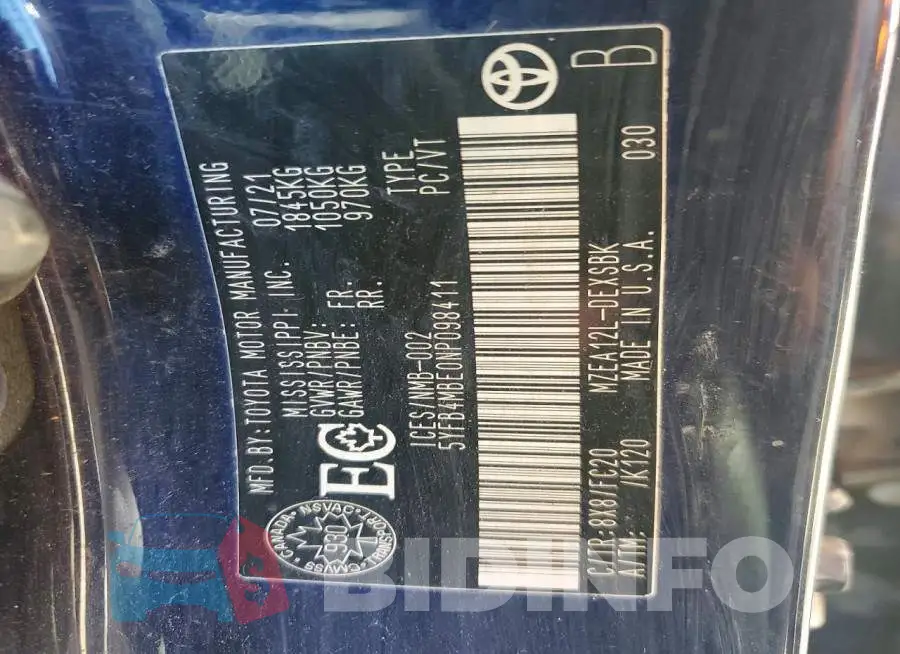 5YFB4MBE0NP098411 Photo# 12