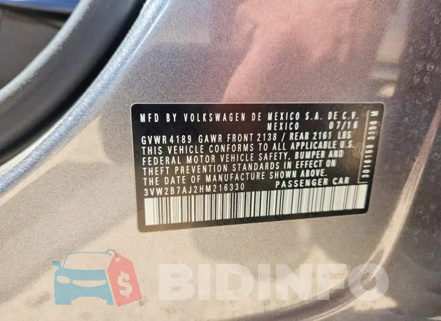 3VW2B7AJ2HM216330 Photo# 12