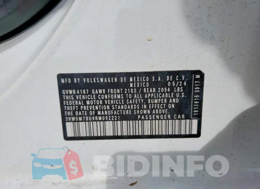 3VW5M7BU9RM092221 Photo# 12