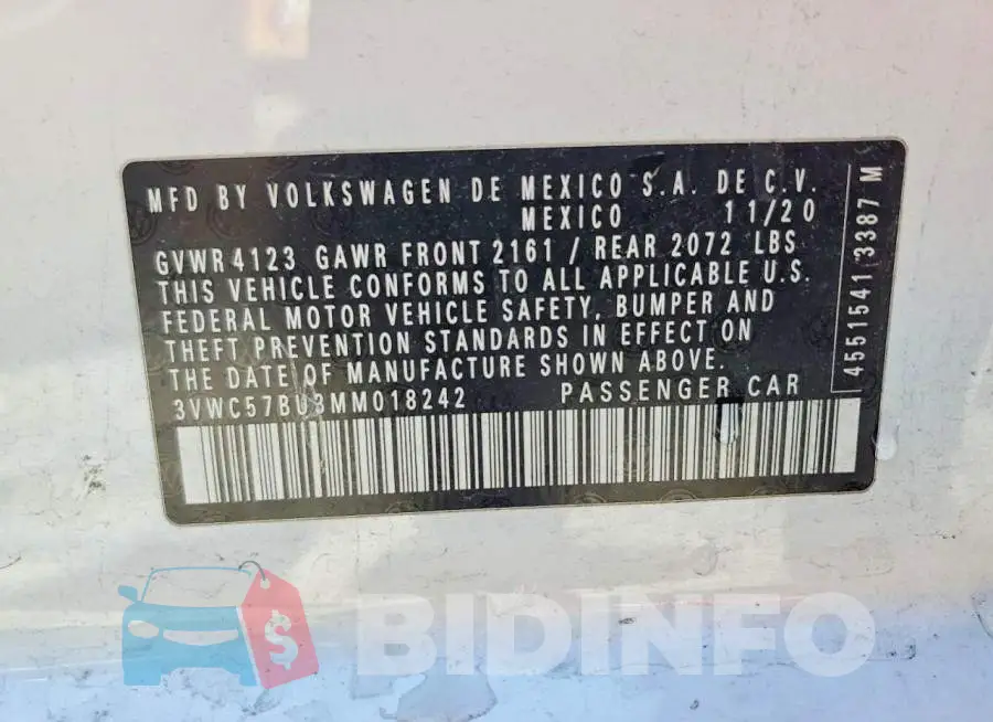 3VWC57BU3MM018242 Photo# 12