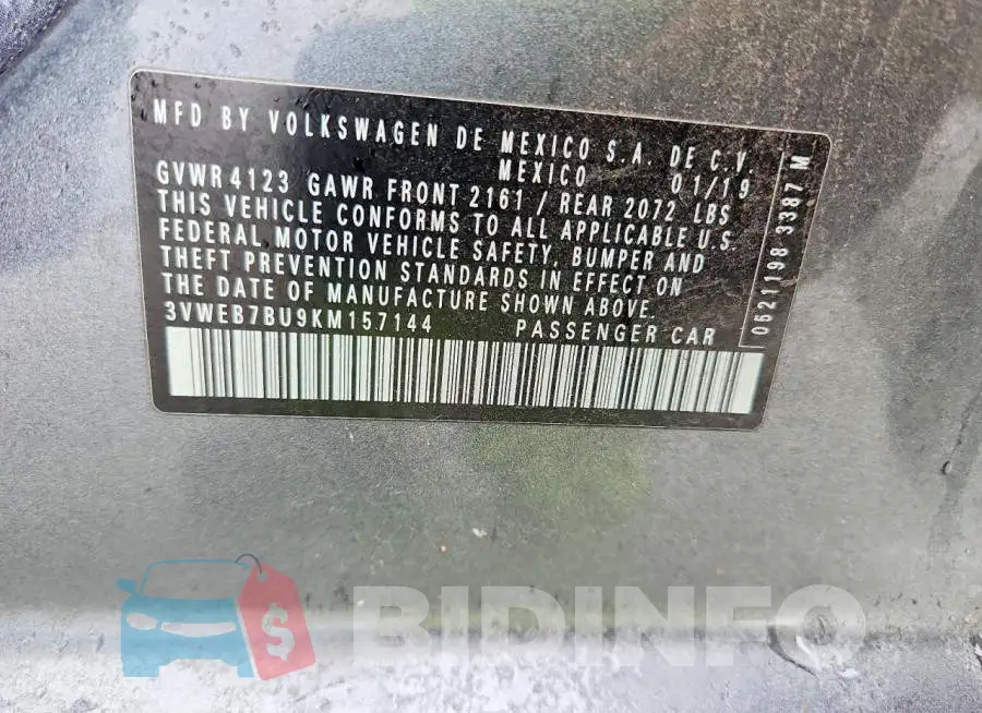 3VWEB7BU9KM157144 Photo# 13