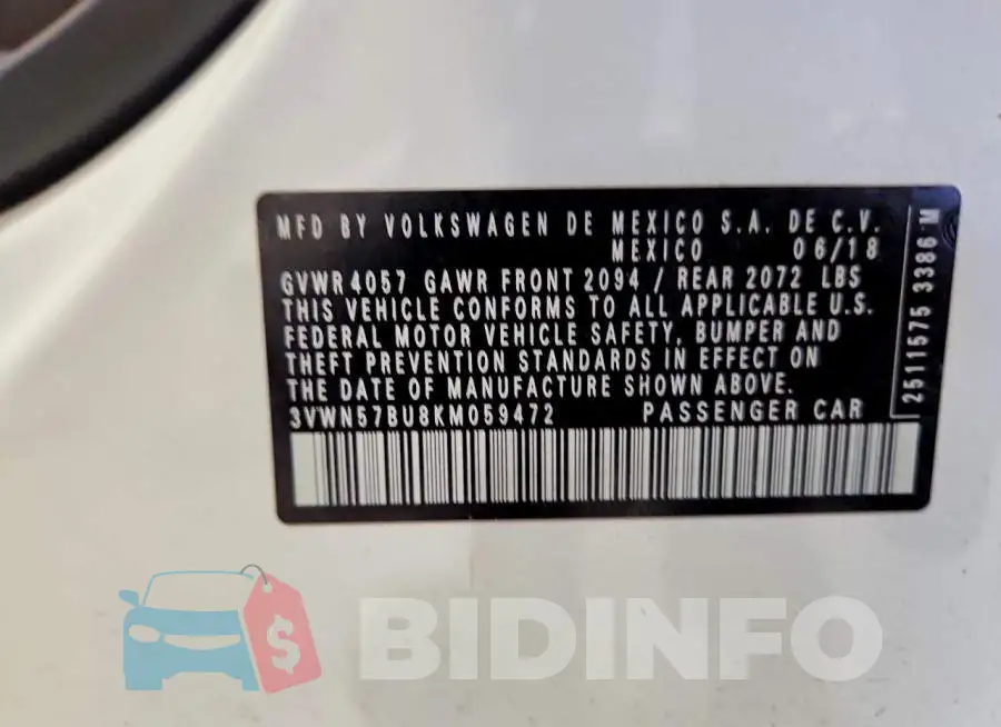 3VWN57BU8KM059472 Photo# 12