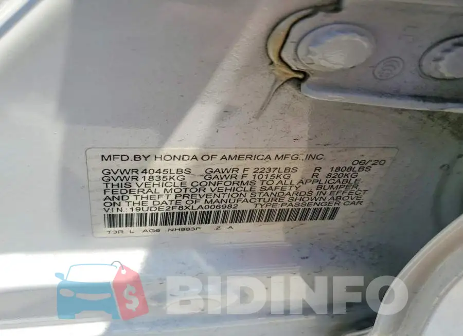 19UDE2F8XLA006982 Photo# 13