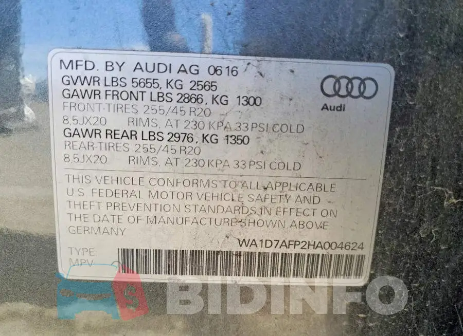 WA1D7AFP2HA004624 Photo# 13