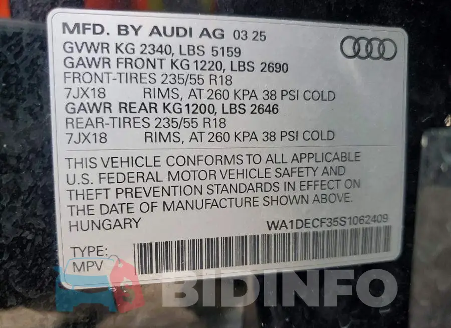 WA1DECF35S1062409 Photo# 14