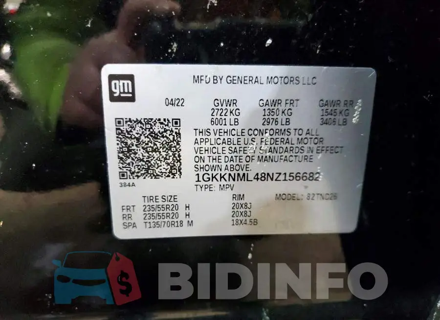 1GKKNML48NZ156682 Photo# 13