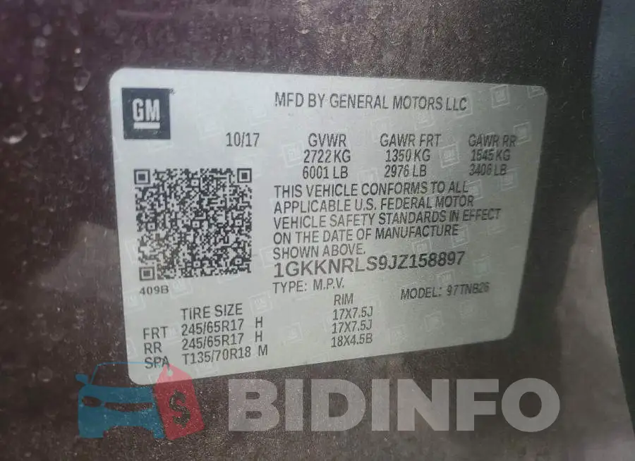 1GKKNRLS9JZ158897 Photo# 13