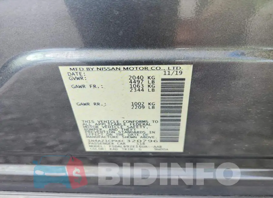 1N4AZ1CPXKC320796 Photo# 13