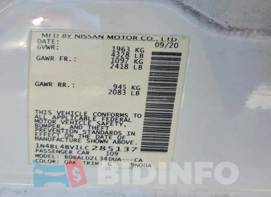 1N4BL4BV1LC285137 Photo# 13