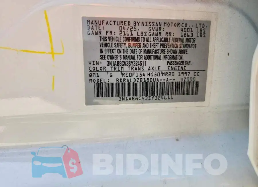 3N1AB8CV3SY324611 Photo# 12