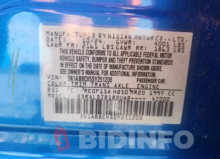 3N1AB8CV5SY251208 Photo# 12