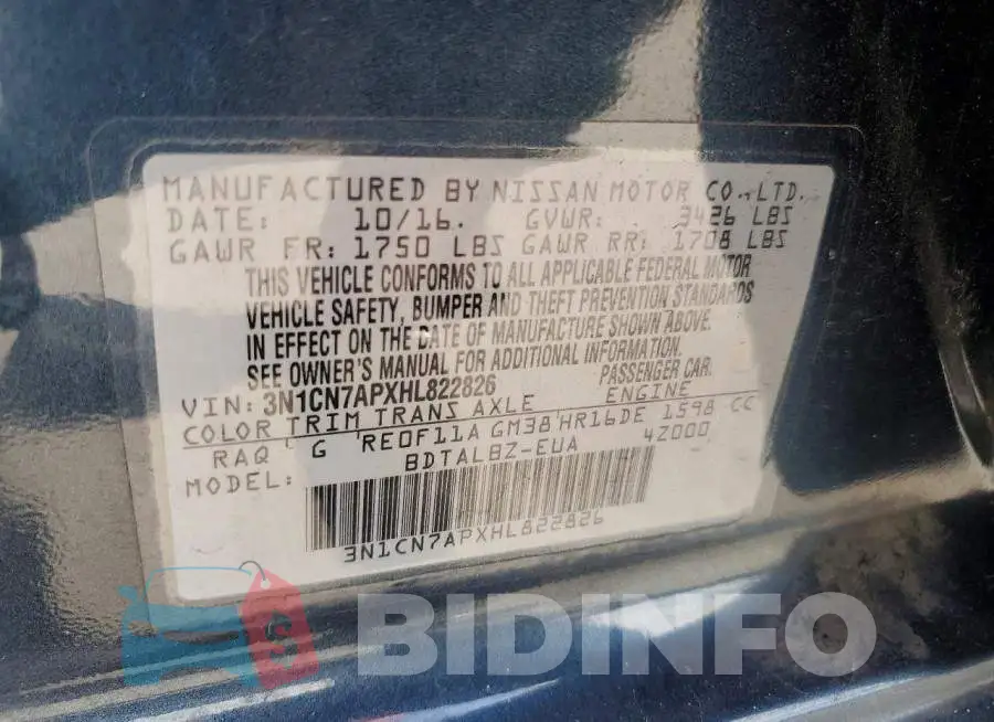 3N1CN7APXHL822826 Photo# 13