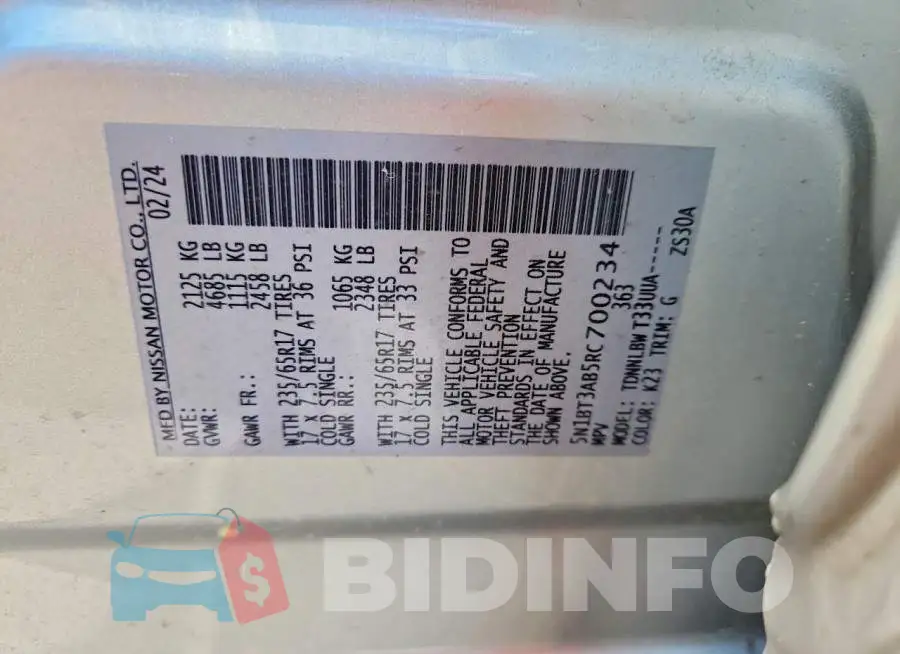 5N1BT3AB5RC700234 Photo# 13
