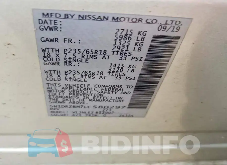 5N1DR2BM7LC580297 Photo# 13