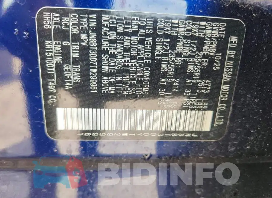 JN8BT3DD7TW299961 Photo# 14