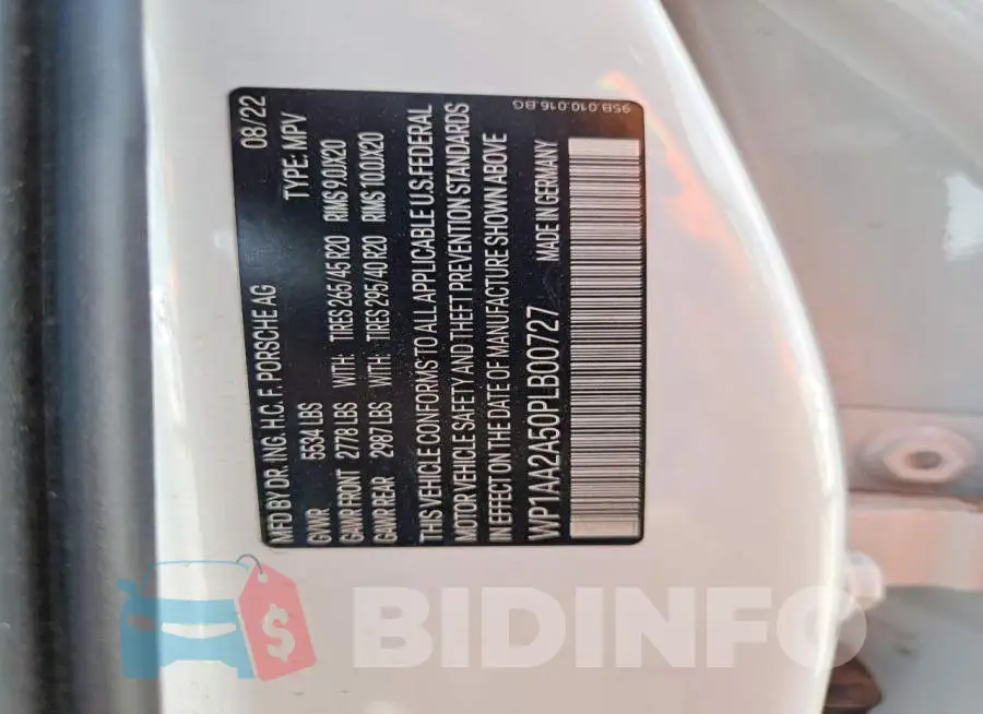 WP1AA2A50PLB00727 Photo# 12