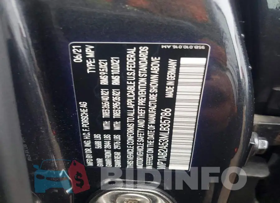 WP1AB2A53MLB35786 Photo# 12